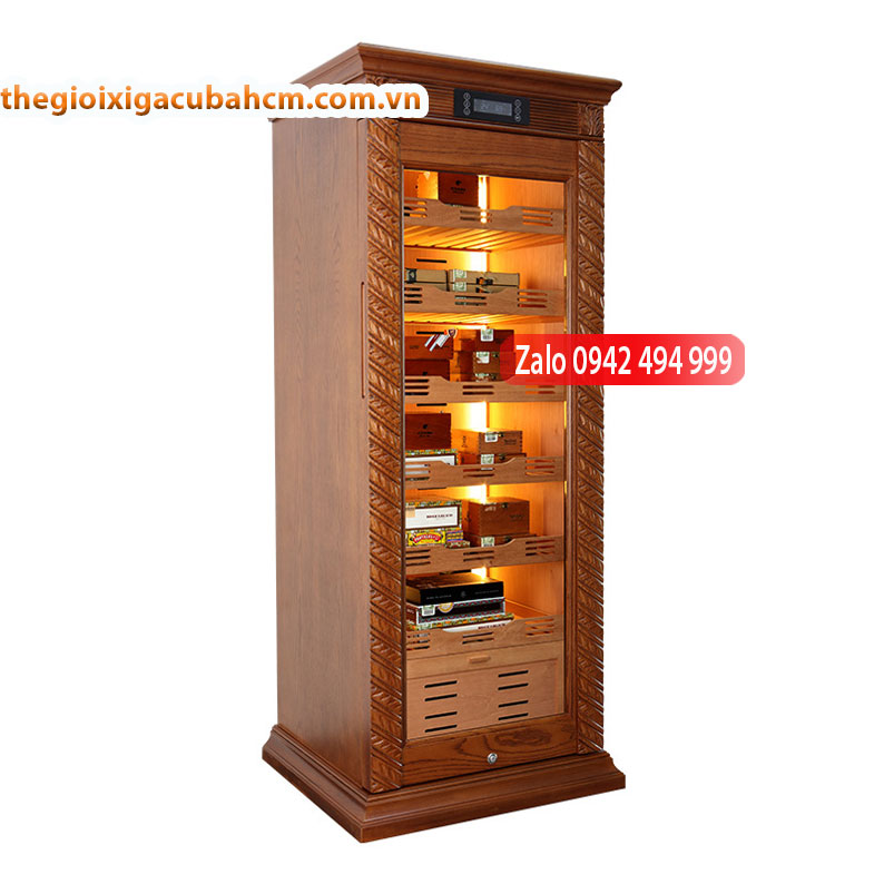 Tủ giữ nhiệt xì gà bằng gỗ tuyết tùng nguyên khối tùy chỉnh thumb