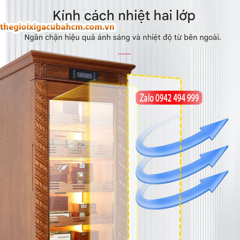 Tủ giữ nhiệt xì gà bằng gỗ tuyết tùng nguyên khối tùy chỉnh thumb