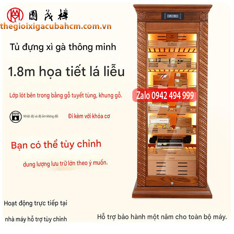 Tủ giữ nhiệt xì gà bằng gỗ tuyết tùng nguyên khối tùy chỉnh