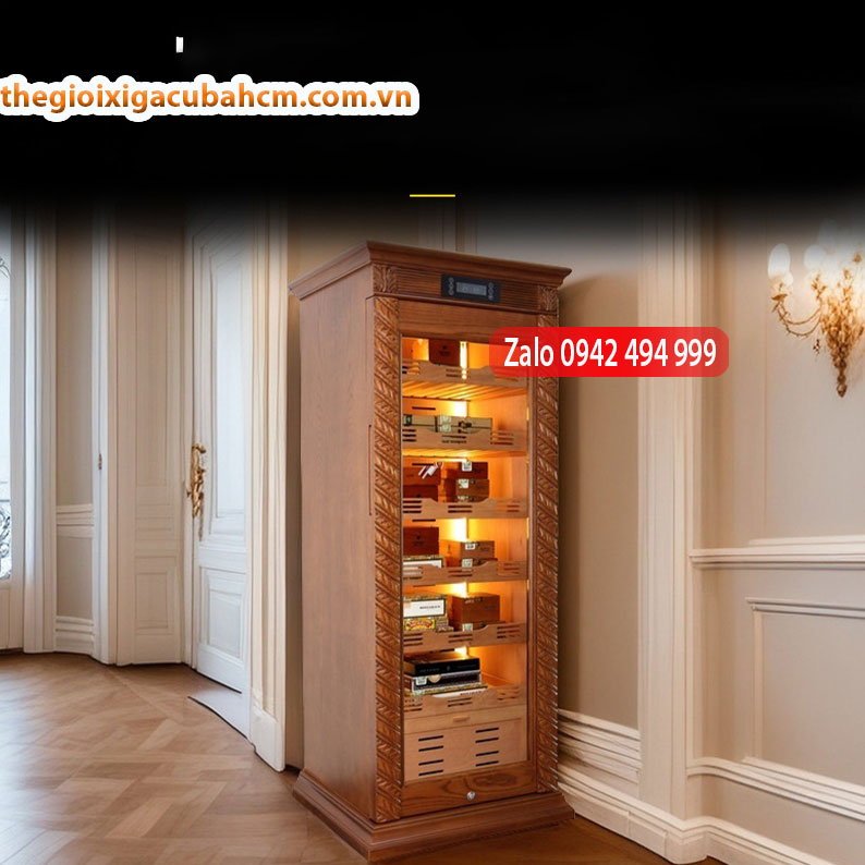 Tủ giữ nhiệt xì gà bằng gỗ tuyết tùng nguyên khối tùy chỉnh
